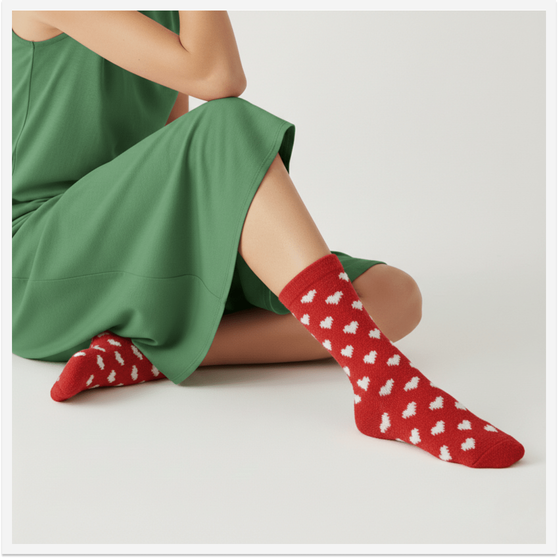 Love Knotes Red Furry Socks