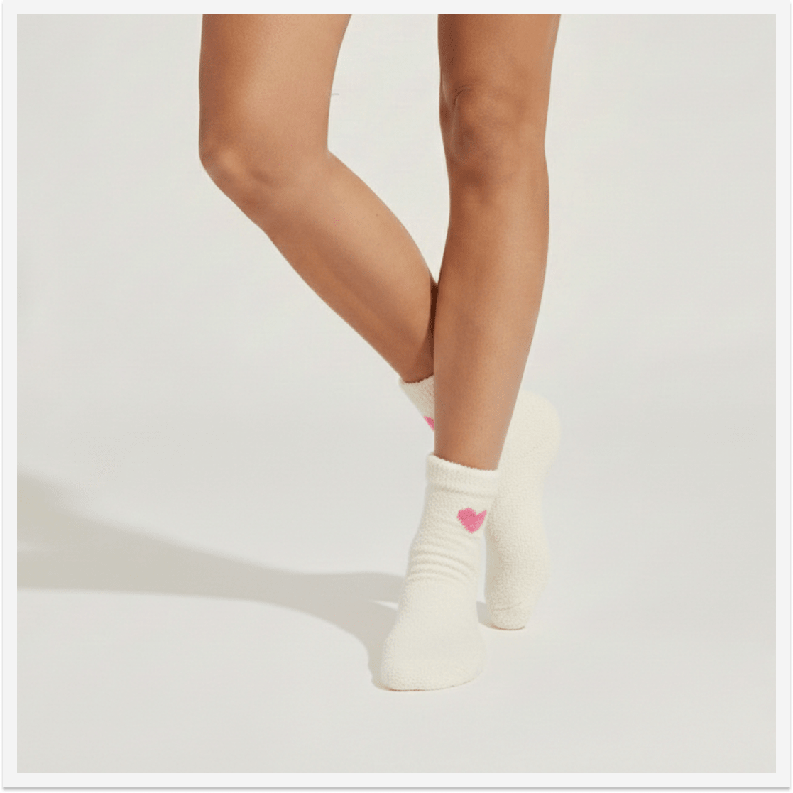 Pumped Up Pink Heart Furry Socks