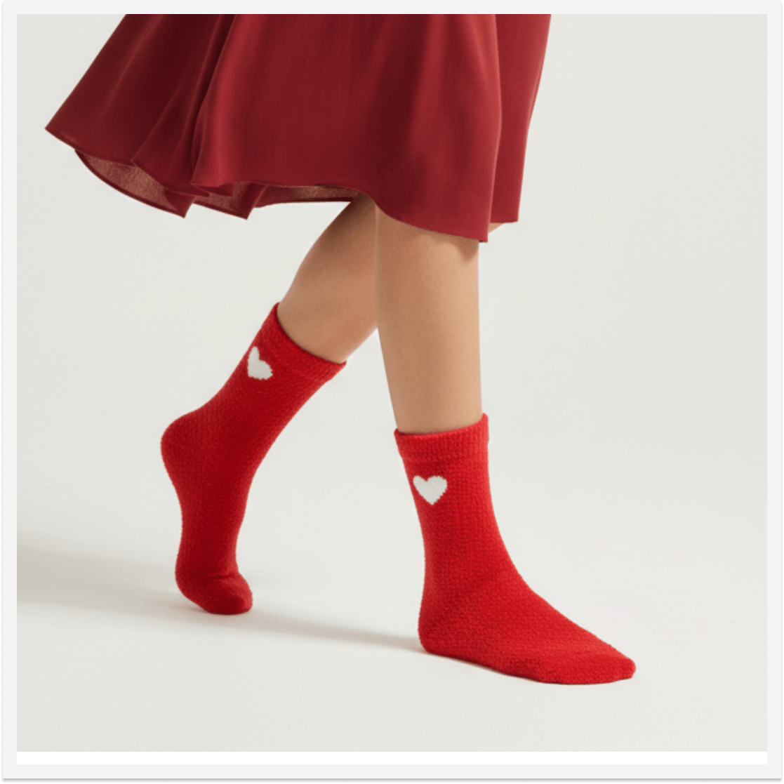 Pumped Up Red Heart Furry Socks