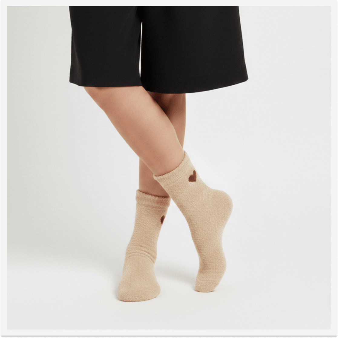 Pumped Up Brown Heart Furry Socks